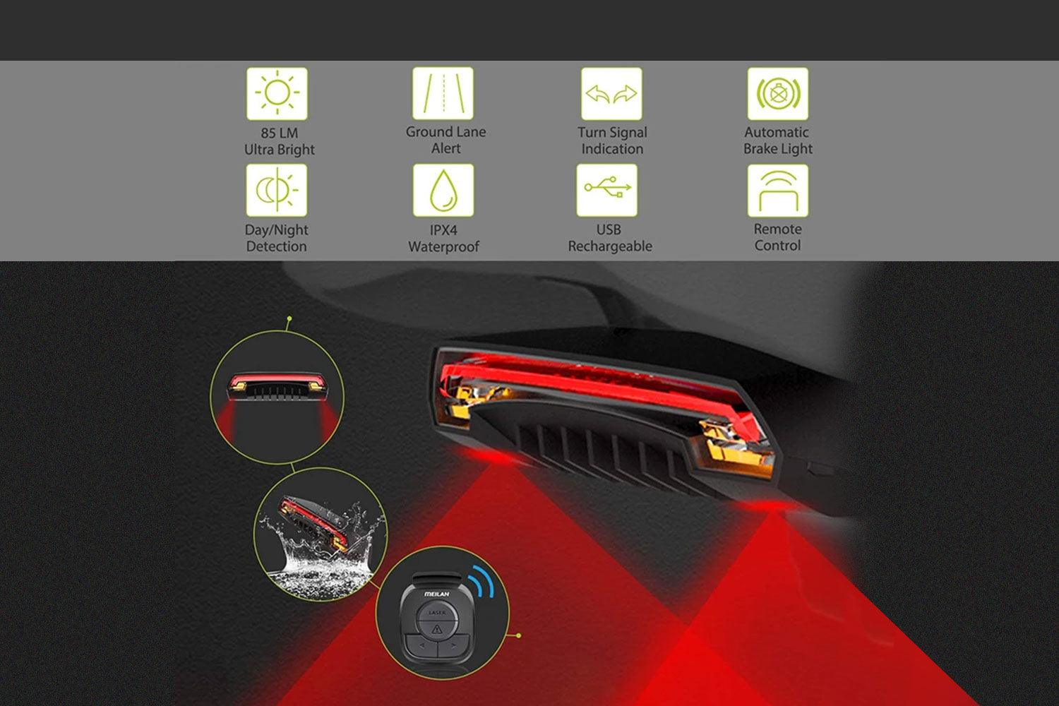 Smart Bike Tail Light with Wireless Remote Control