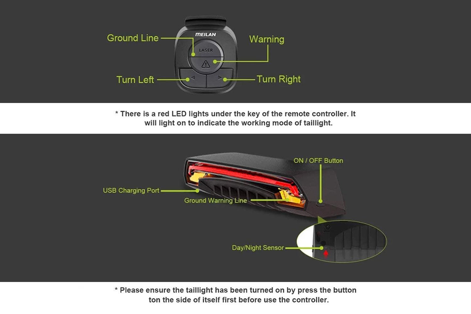Smart Bike Tail Light with Wireless Remote Control